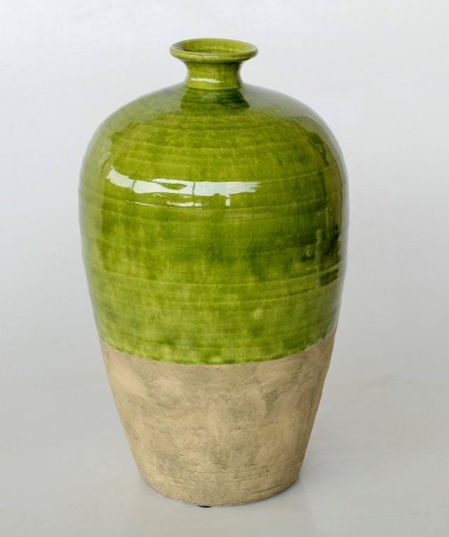 Large Green & Natural Jar